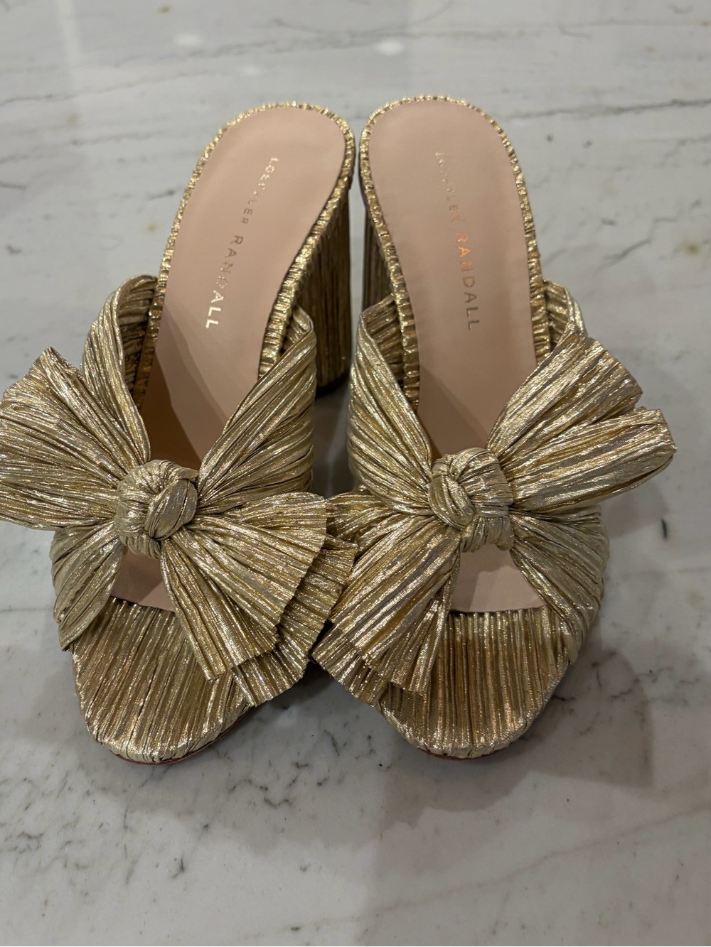Loeffler Randall Gold Pleated Bow Mule- size 7